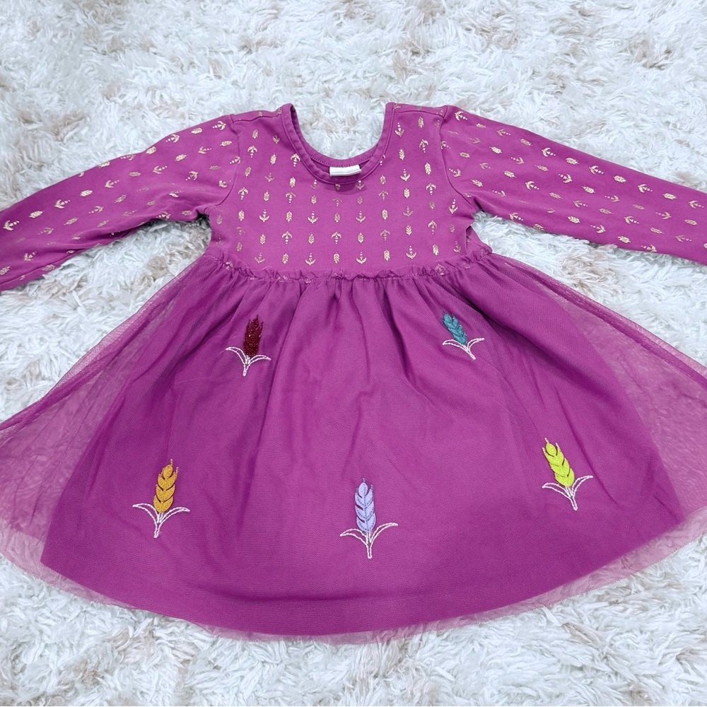 Hanna Andersson Magenta Dress with Embroidered Accents